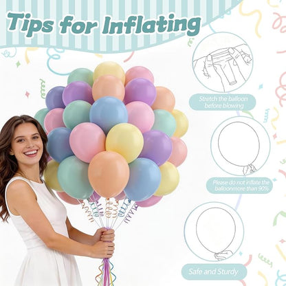 160 Pack Pastel Balloons 12 Inch Pastel Rainbow Multicolor Macaron Balloons - Image 4