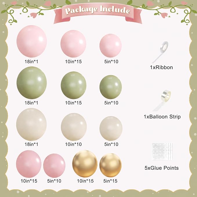Pink and Green Balloon Arch Kit - Image 2