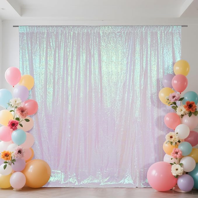 SquarePie 6x6ft Iridescent Sequin Backdrop, High Density Non-Transparent by SquarePie