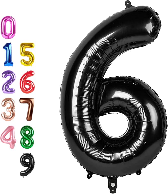 Number Balloons 6 Balloon Black by Enyeopd
