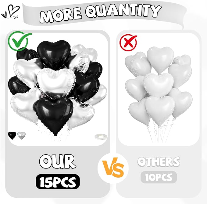 Black Silver Heart Balloons - Image 5