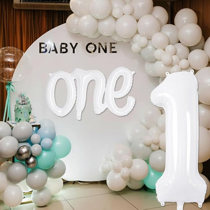 2 Pcs One Balloon Set, 40 Inch Number 1 Balloon and 41 Inch Script Letter One - Image 5