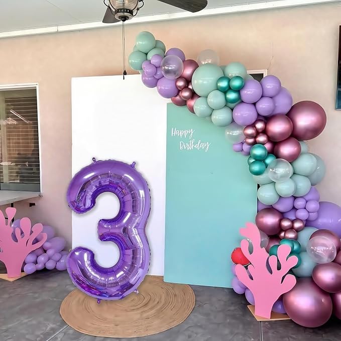 Purple 6 Balloon Number, 40 Inch Number 6 Balloon Big Purple 6 Foil Mylar - Image 2