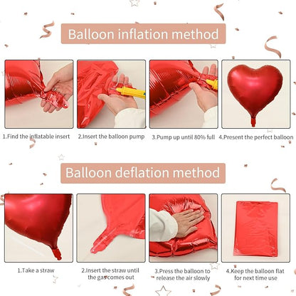 Rose Gold and Pink Heart Balloons, 18 Inch Hot Pink Heart Shape Balloons Foil - Image 3