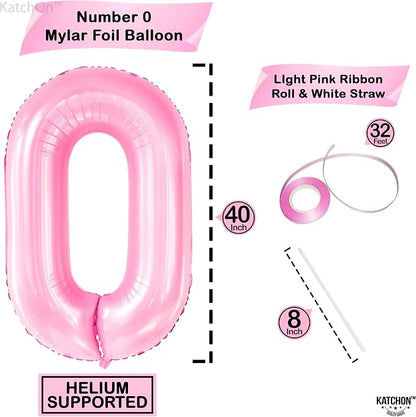 KatchOn Light Pink 0 Balloon 40 Inch | Pink Balloons, Zero Balloon, Light Pink - Image 4