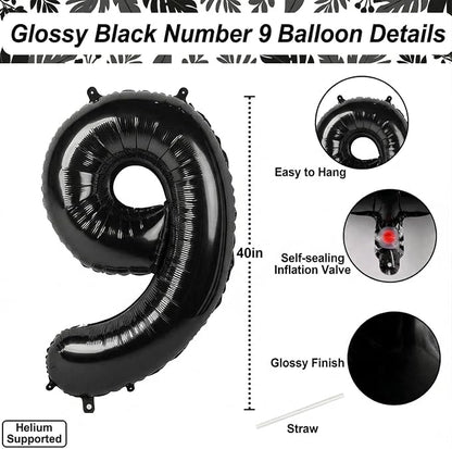 Black Number 9 Balloon 40 Inch, Foil Numeral - Image 4