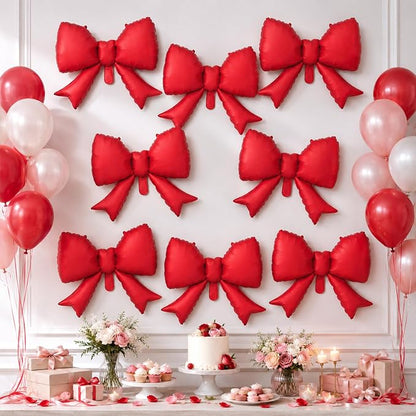 8Pcs Red Bow Foil Balloons, 21Inch Red Bow Shaped Balloons - Image 6