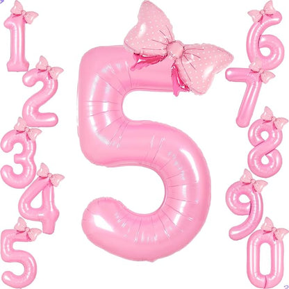 Pink 5 Balloon Number Pink Birthday Decorations by Unknown