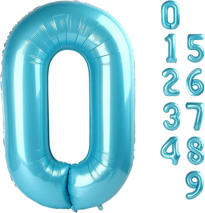 0 Balloon Number 40 Inch Pastel Blue Balloons by Mluchee