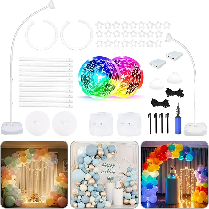 AerWo Lighted Balloon Arch Kit, Half Curved Balloon Arch Stand by AerWo
