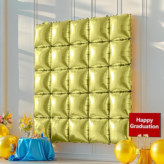 NISOCY 25PCS Metallic Light Gold Square Foil Balloons Wall Backdrop | Double - Image 8