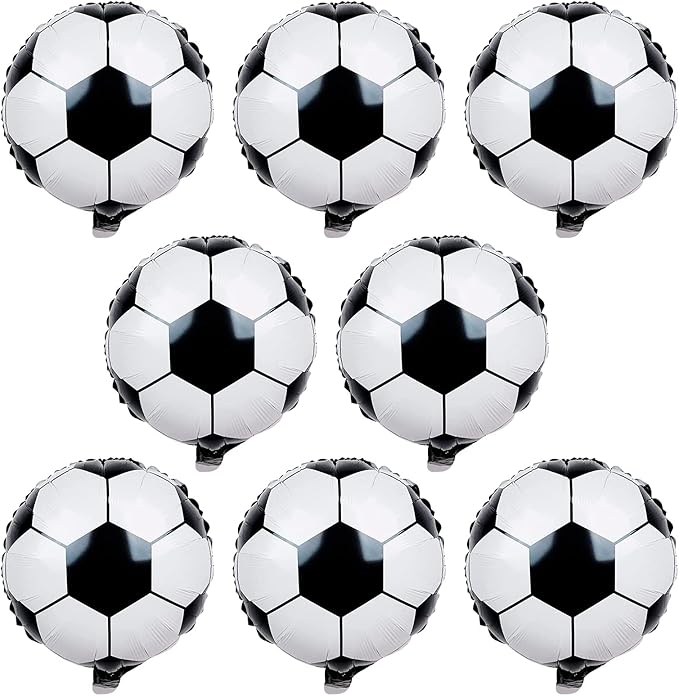 8Pcs Soccer Party Balloons, 18Inch Soccer Foil Balloons Football Shape Mylar by Lingqiang