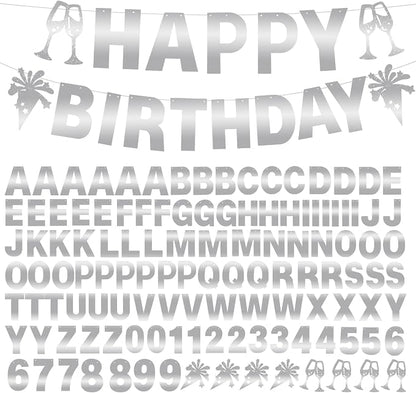 129Pcs Glitter Customizable Banner Kit DIY Custom Letter Banners DIY Happy by MFLUEEWR