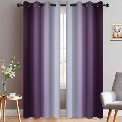 Yakamok Ombre Curtains Purple and Greyish White by Yakamok