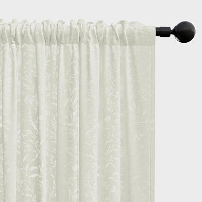 Anmao Cream Semi Sheer Light Filtering Curtains 84 Inches Long 2 Panels - Image 8