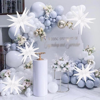 8 Pcs White Star Balloons, 27/22 inch One-Piece Explosion Balloons Aluminum - Image 6