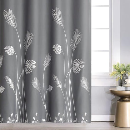 Sliding Glass Door Curtain 80W x 96L Inch Grey and Silver Blackout Curtain Palm - Image 3
