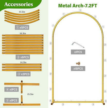 Metal Arch Backdrop Stand Wedding Arch frame Set of 2 Gold Balloon Backdrop - Image 3