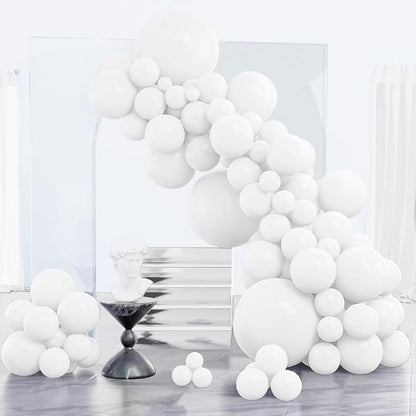 PartyWoo White Balloons 85pcs Matte White Latex Balloons Different Sizes | 18 by PartyWoo