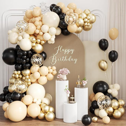 Black Nude White Gold Balloon Garland Arch Kit by Unknown