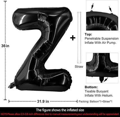 Lovoir 40 Inch Large Black Letter Z Balloons Big Size Jumbo Mylar Foil Helium - Image 2