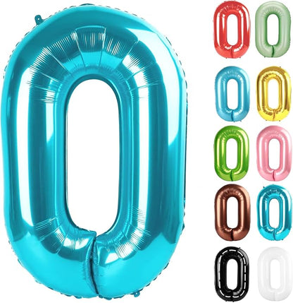 Light Blue Number 0 Balloon 40 Inch by IWERP