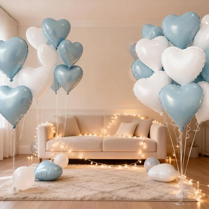 Blue White Heart Balloons - Image 6