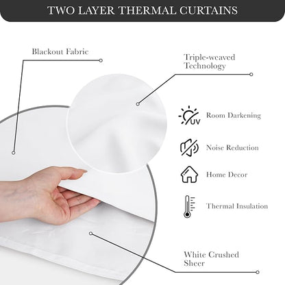 PONY DANCE White Curtains, 52 W by 84 L, Pure White, 2 Pieces | Double Layer - Image 4