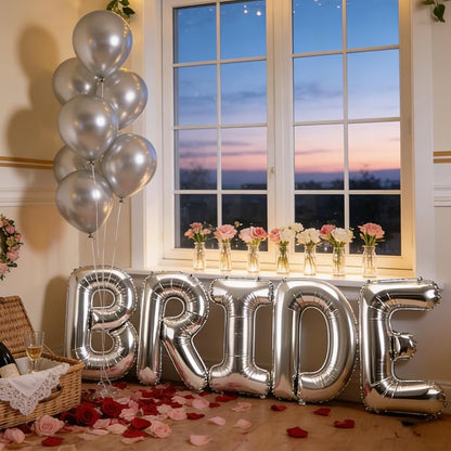 Silver BRIDE Letter Balloons 40 Inch, Big Balloons Banner - Image 4