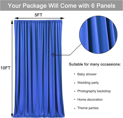 30ft x 10ft Wrinkle Free Royal Blue Backdrop Curtains - Image 6