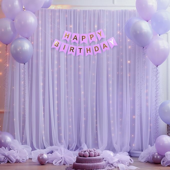 20x10ft Purple Tulle Backdrop Curtain - Image 3