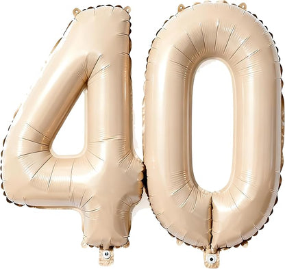 Beige Number 40 Balloons 40 Inch Giant Beige 40 Foil Mylar Balloons by COLORFULELVES