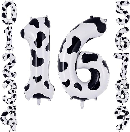 40 Inch Cow Print Number 16 Balloon by TNCDJKPA