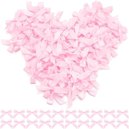 Pink Mini Bows 1.57" 100PCS Small Satin Ribbon Bows by Loomeshribbonforcrafts%EF%BC%81
