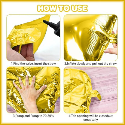 Metallic Gold and Black Double Sided Square Foil Balloons Wall, 19 Inches - Image 7