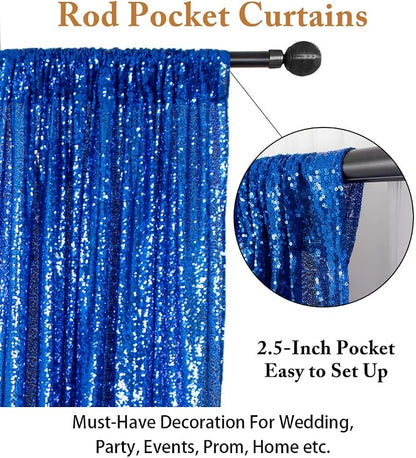 ShinyBeauty Sequin Backdrop 5FTx7FT Royal Blue Sequin Curtain Photo Backdrops - Image 3