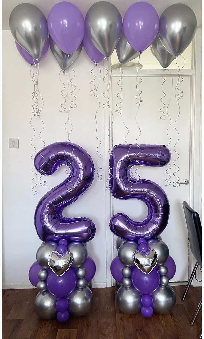 Number 60 Purple Balloons 40 Inch Giant Purple Foil 60 Helium Balloons - Image 4