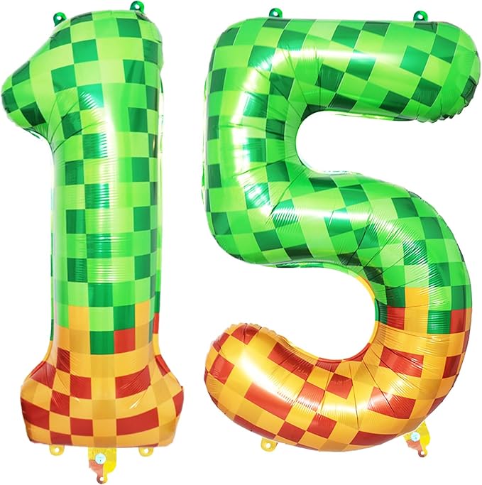 40 Inch Pixel Foil Number 15 Balloon by TNCDJKPA