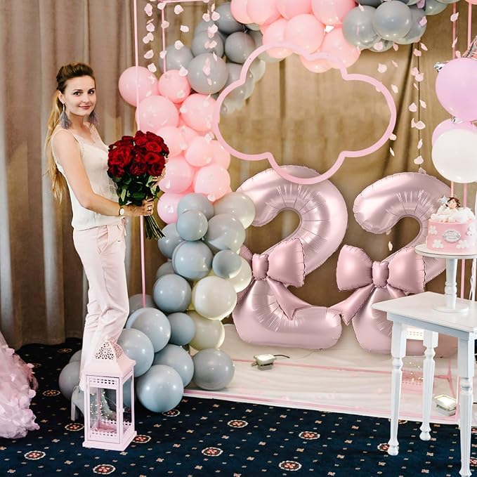 40 Inch Number 2 Balloon with Bow, Coquette Aesthetic Foil Balloon - Image 6
