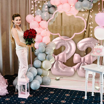 40 Inch Number 2 Balloon with Bow, Coquette Aesthetic Foil Balloon - Image 6