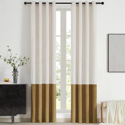 BULBUL Luxury Cream Gold Curtains 108 inches by ModernShinyVelvetCurtains