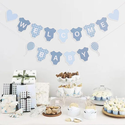 Blue Gingham Baby Shower Banner - Image 5