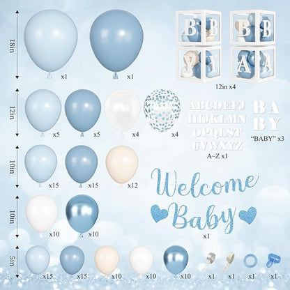 153pcs Dusty Blue Balloon Baby Shower Decorations - Image 2