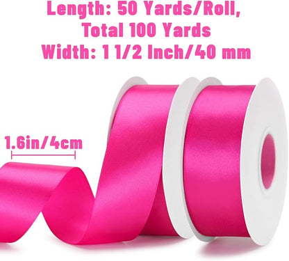 KINGLAKE Hot Pink Satin Ribbon - Image 2