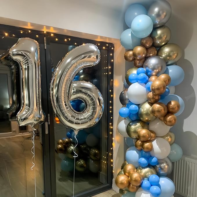 Silver 3 Balloon, 40 Inch Number 3 Balloon, 3 Birthday Balloon Decorations - Image 2
