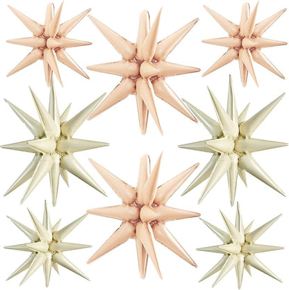 TONIFUL 8 Pcs Cream White Caramel Explosion Foil Star Balloons Party Decor | 22 by TONIFUL