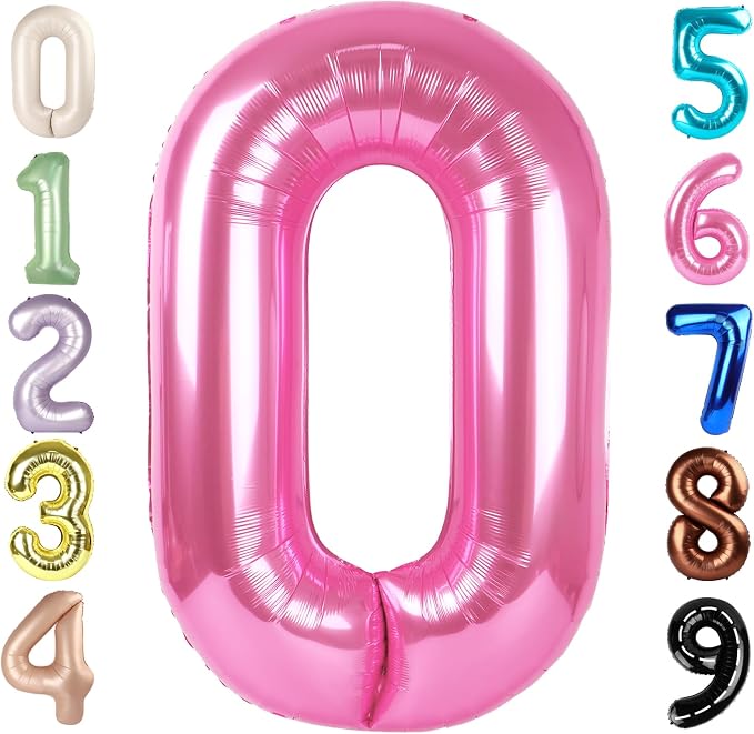 Number 0 Balloon Birthday Decorations, 40In Pink Balloons by Mluchee