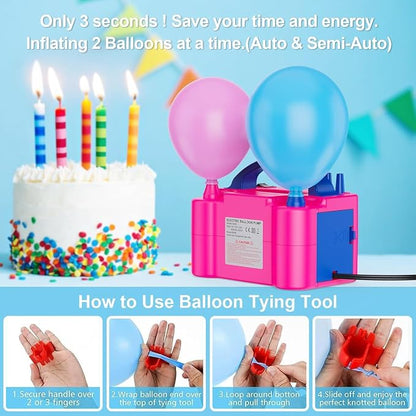 Electric Balloon Pump with Dual Nozzle & 2 Tying Tools | 110V 600W Portable - Image 4
