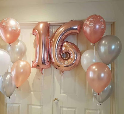 Rose Gold 16 Number Balloons, 40 Inch Giant Number 16 Balloons Foil Mylar - Image 6
