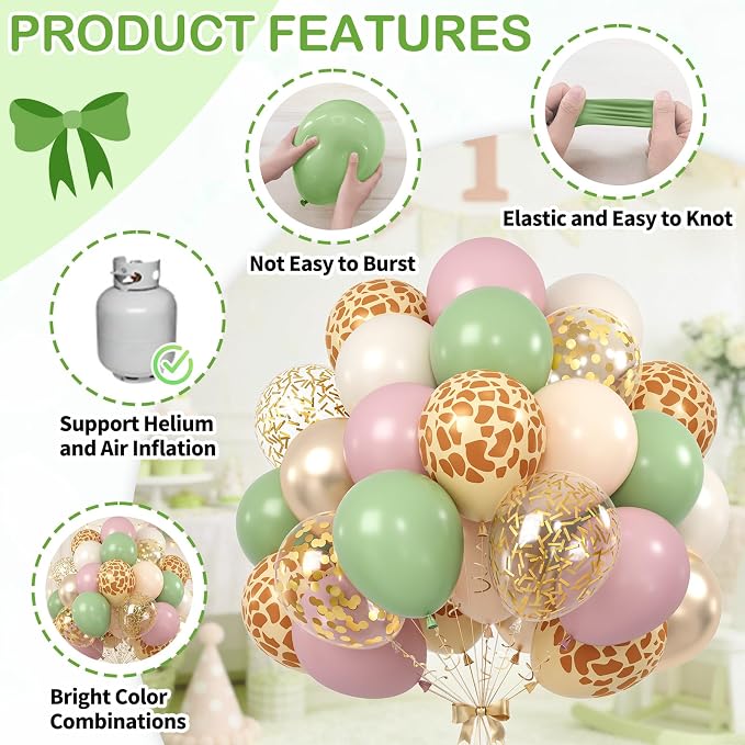 Sage Green and Pink Balloons, 12 Inch Dusty Pink Champagne Gold Apricot Balloon - Image 3